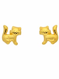1 Paar  333 Gold Ohrringe / Ohrstecker Katze