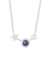 Halskette Stern Opal Perle Kristalle 925 Silber