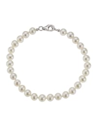 Armband 925/- Sterling Silber Perle weiß 19cm Glänzend
