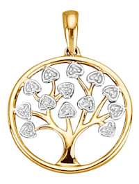 Baum-Anhänger mit Diamant - Baum - mit Diamanten in Gelbgold 375