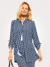 Lange blouse met een harmonieus gekleurde print