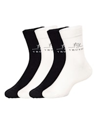 Socken im 4er-Pack mit TruYou-Logo aus metallisiertem Garn