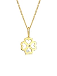 Halskette Kleeblatt Glücksbringer Diamant 585 Gelbgold