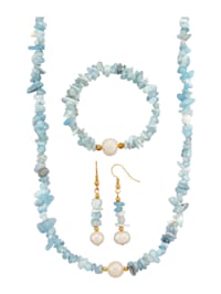 3-d. súprava šperkov s akvamarínom a sladkovodnými perlami