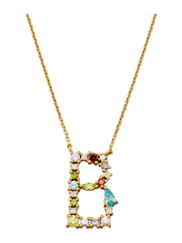 Collier Letter B met multicolor synth. zirkonia's