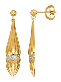 Boucles d'oreilles en or jaune 375, avec diamants