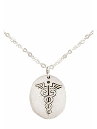 Halskette mit Anhänger Caduceus Hermesstab, Äskulapstab für Arzt, Wissenschaft, Chemie Biologie