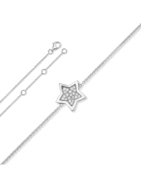 Zirkonia Stern Armband aus 925 Silber   18 cm