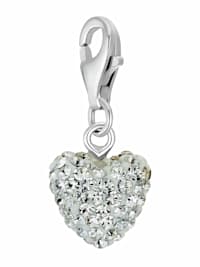 Charm für Damen, 925 Sterling  Silber  Kristallglas | Herz