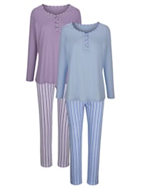 Pyjama's per 2 stuks in een mooie kleurencombinatie