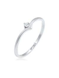 Ring Solitär Diamant (0.03 Ct.) V-Form 925 Silber