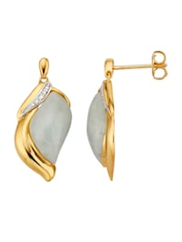 Ohrringe mit Diamanten und Jade-Steinen in Silber 925