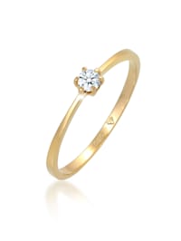 Ring Solitär Verlobung Diamant 0.11 Ct. 585 Gelbgold