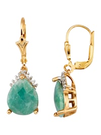 Ohrringe mit Smaragd und Diamanten in Gelbgold 375