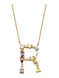 Collier Letter R met multicolor synth. zirkonia's