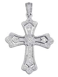 Kreuz-Anhänger mit Diamant mit Diamanten in Silber 925