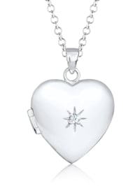 Halskette Herz Amulett Diamant (0.03 Ct) 925 Sterling Silber