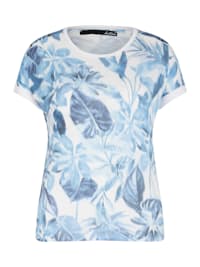 Shirt mit floralem Allover-Muster und Rundhalsausschnitt