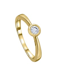 0.1 ct  Diamant Brillant Zarge Ring aus 585 Gelbgold