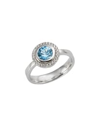 Ring 925/- Sterling Silber sy. Blautopas blau Glänzend