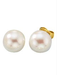 Boucles d'oreilles ornées de perles de culture d'eau douce avec perles de culture d'eau douce en or jaune 585
