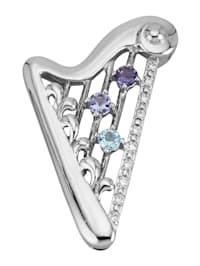 Pendentif Harpe en pierres de couleur et diamants