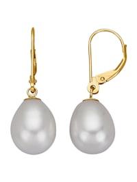 Boucles d'oreilles à perles de culture d'eau douce en or jaune 585, avec perles de culture d'eau douce