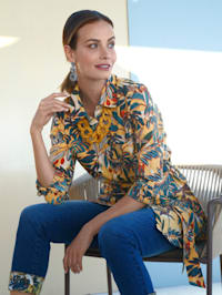 Lange blouse met modieuze bladerenprint