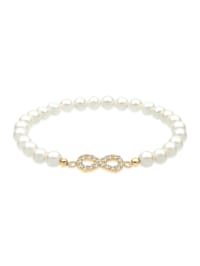 Armband Infinity Perle Kristalle 925 Silber
