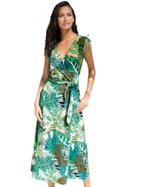 Kleid mit effektvollem Blätter Print