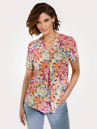 Pull-on blouse with a vibrant floral print