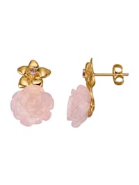 Boucles d'oreilles en argent 925, avec quartz roses