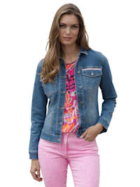 Jeansjacke mit effektvollem Streifenprint