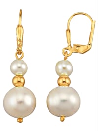 Boucles d'oreilles à perles de culture d'eau douce en alliage or 333, avec perles de culture d'eau douce