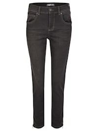 Jeans 'Skinny Ankle Zip' mit unifarbenem Stoff