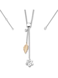 Zirkonia Feder & Blume Halsketten aus 925 Silber   45 cm