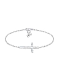 Armband Kreuz Glaube Kristalle Elegant 925 Sterling Silber