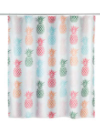 Duschvorhang Ananas, Textil (Polyester), 180 x 200 cm, waschbar