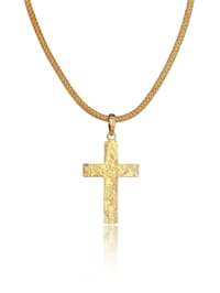 Halskette Männerkette Kreuz Gehämmert Massiv 925 Silber