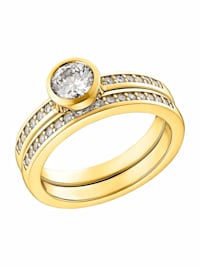 Ring Ring für Damen, Sterling Silber 925 vergoldet, Zirkonia (synth.)