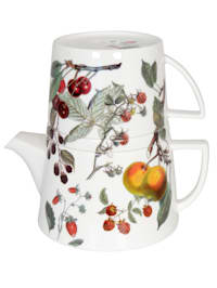 Tekanna med lock och kopp ”Tea for me - fruktdekor”