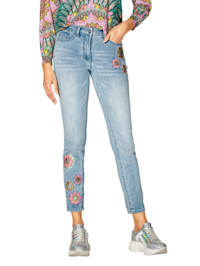 Jeans mit effektvoller Stickerei