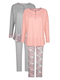 Lot de 2 pyjamas dans une belle assocation de couleurs