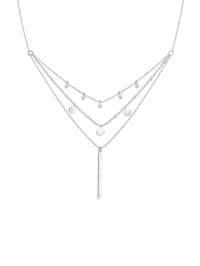 Halskette Layer Geo Stab Kristalle 925 Silber