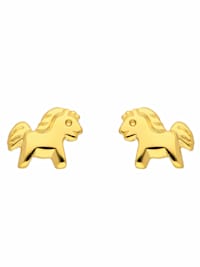 1 Paar  333 Gold Ohrringe / Ohrstecker Pferd