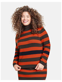 Rollkragen-Pullover mit Streifen