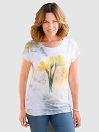 Shirt mit Blumen- Aquarelldruck