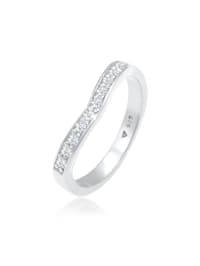 Ring Diamanten (0.15 Ct) V-Form Verlobung 925 Silber