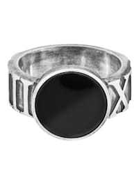 Ring 925/- Sterling Silber Onyx schwarz Mattiert