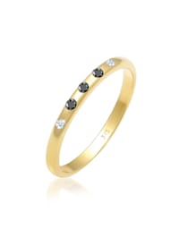 Ring Bandring Weiß Schwarz Diamant (0.075 Ct) 375 Gold